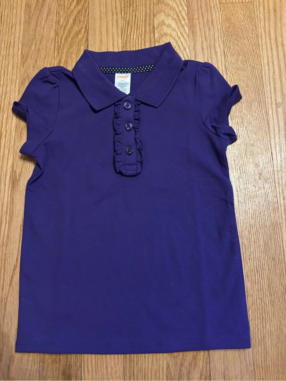 Gymboree Girls' Short Sleeve Uniform Ruffle Polo Shirt W/ Nanotex Resist - 5T